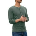 thumbnail image 3 of JWD Mens Henley Long Sleeve T-Shirt Cotton Casual Shirt US Large VG Green, 3 of 4
