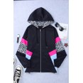 thumbnail image 4 of ABPHQTO Chaqueta de mujer con capucha y cremallera en los bolsillos color block de leopardo negro, 4 of 5