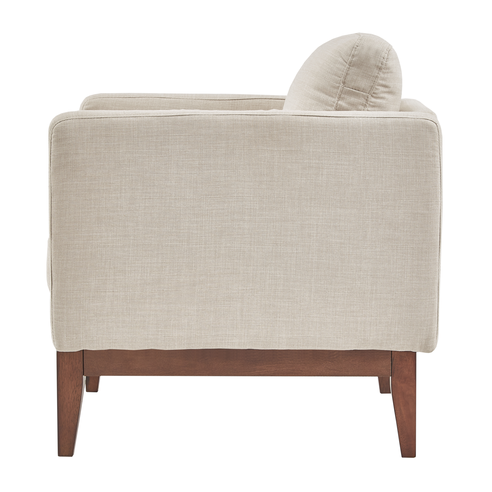 Weston Home Riley Linen Upholstered Accent Chair with Wood Legs, Beige