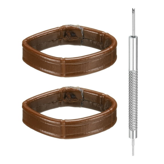 Uxcell 2pcs Leather Watch Band Loops 20mm Replacement Watch Band Keeper Watch Strap Holder Retainer Wristwatch Strap Fastener Rings, Brown