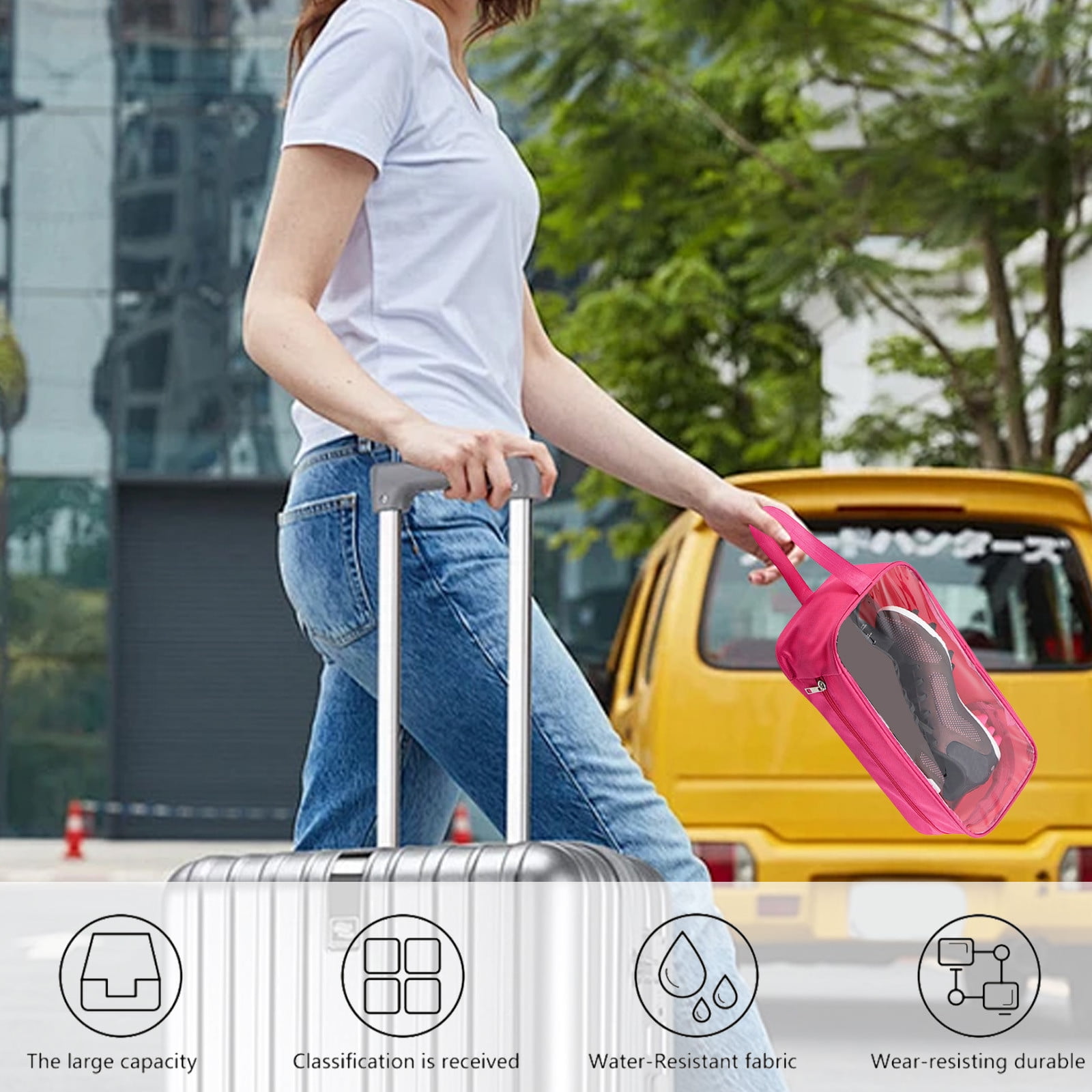 VQPeo Transparent Shoe Storage Bag - Reusable & Washable Oxford Cloth Travel Shoe Organizer, Sturdy Carry Bag for Men & Women, Ideal for Travel, Moving & Home Organization
