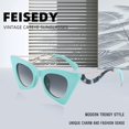 thumbnail image 6 of FEISEDY Women Vintage 60s Cateye Sunglasses Cool Personality Charm Modern Trendy Cute Cat Eye Glasses B2779, 6 of 7