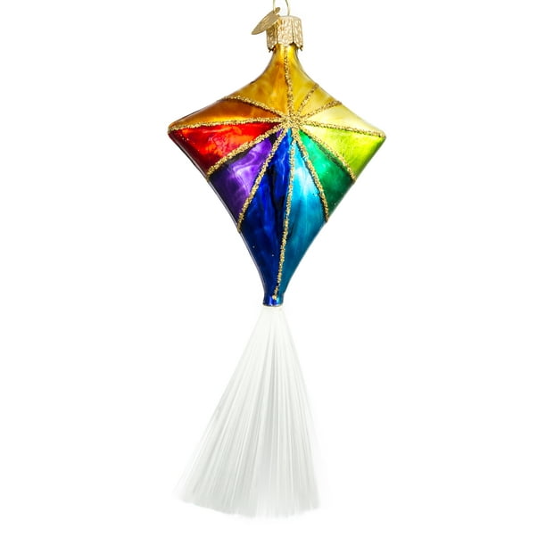 Old World Christmas Kite Ornament Hand Painted Blown Glass For Fake and Real Trees