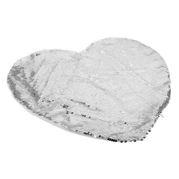 HONMEET Heart Shaped Decorative Pillow Cover Silver Sequin 1Pack 15.7x15.7in