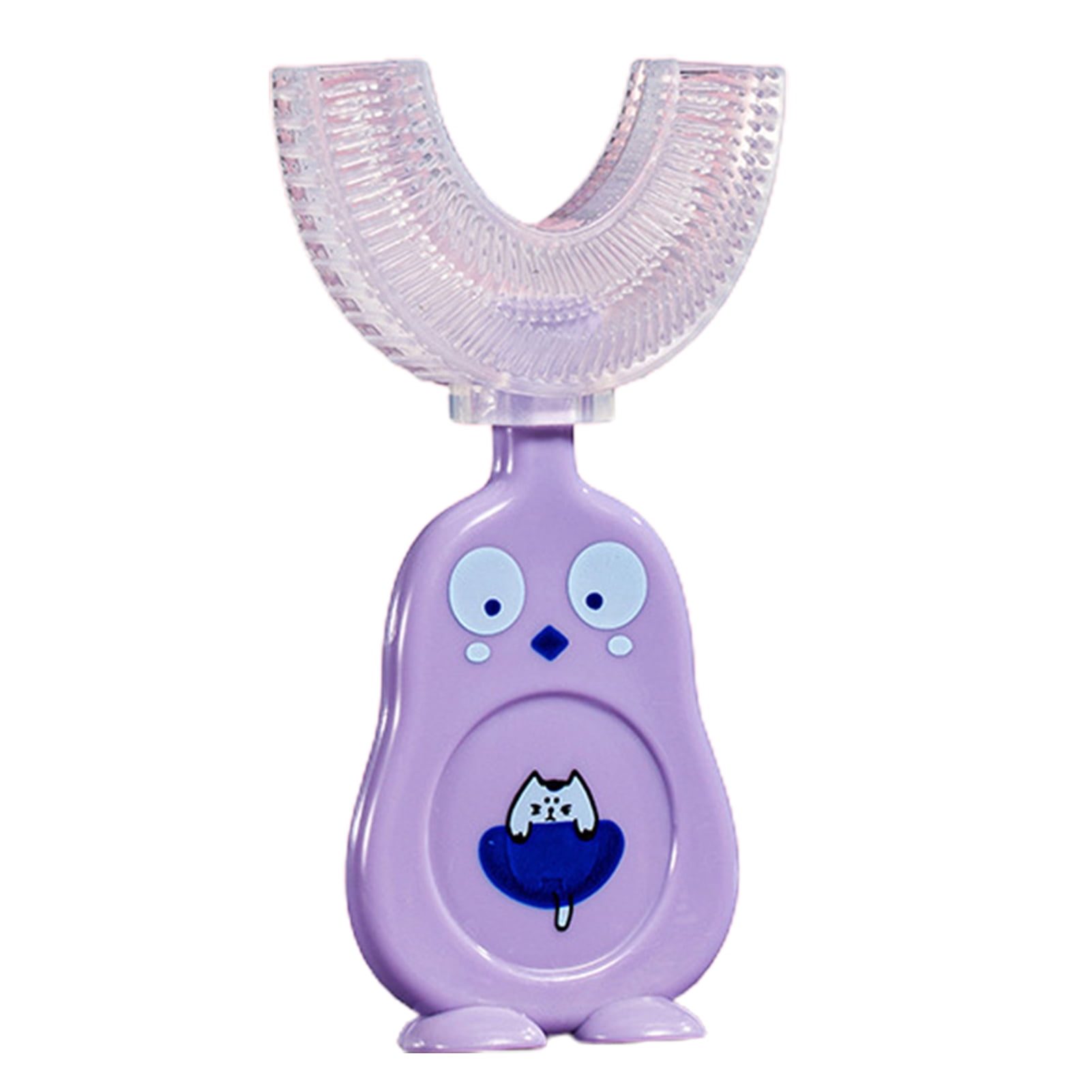 Opolski Safe Easier to Use Children Toothbrush High Temperature Resistant Silicone Bristles 360 Degree Oral Cleaning U Shaped Baby Toothbrush for Bathroom