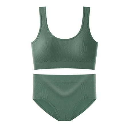 

AIYUQ.U Women 2 Piece U Neck With Padded Bra Sling Lingerie Vest And Pack Big Triangle Square Panty Set