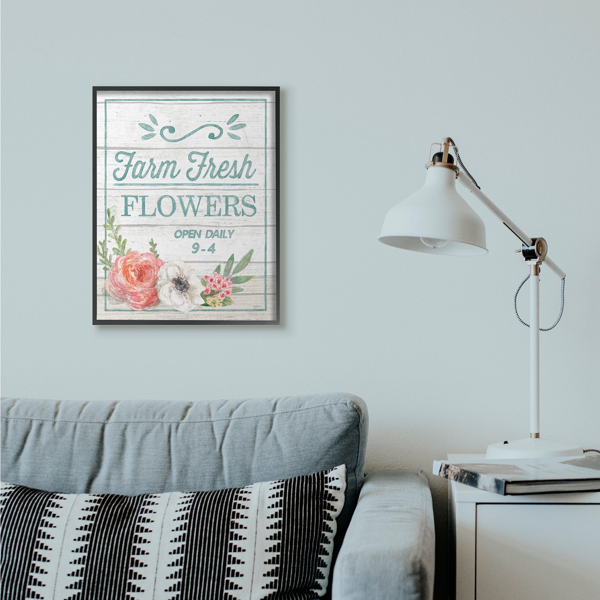 Stupell Industries Farm Fresh Flowers Rustic Wood Textured Word Design Framed Wall Art by Mary Urban