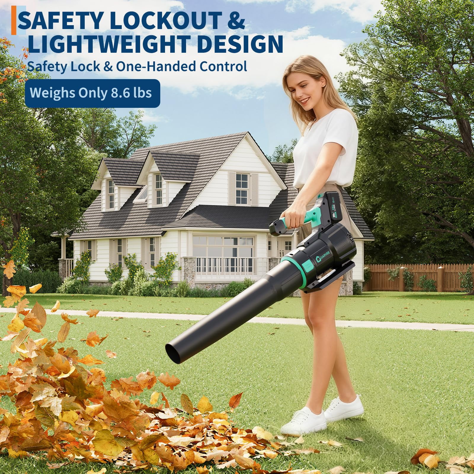 Juiluna Leaf Blower Cordless- 20V Electric Leaf Blower 650CFM 200MPH & 2 Speed Mode, 1 * 4.0Ah Battery Powered, 1*Charger Leaf Blowers for Lawn Care, Blowing Leaves, Patio, Dust
