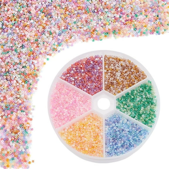 6 Colours 2mm Seed Beads Mini Glass Spacer Beads Craft Beads for Necklace Bracelet Jewelry Making Waist Beads Assorted Beads Crystal Beads for Handicrafts Hole: 0.7mm