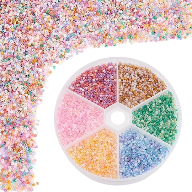 Mini cuentas espaciadoras de vidrio de 2 mm en 6 colores, para manualidades, collares, pulseras, bisutería, cuentas para la cintura, surtidos.