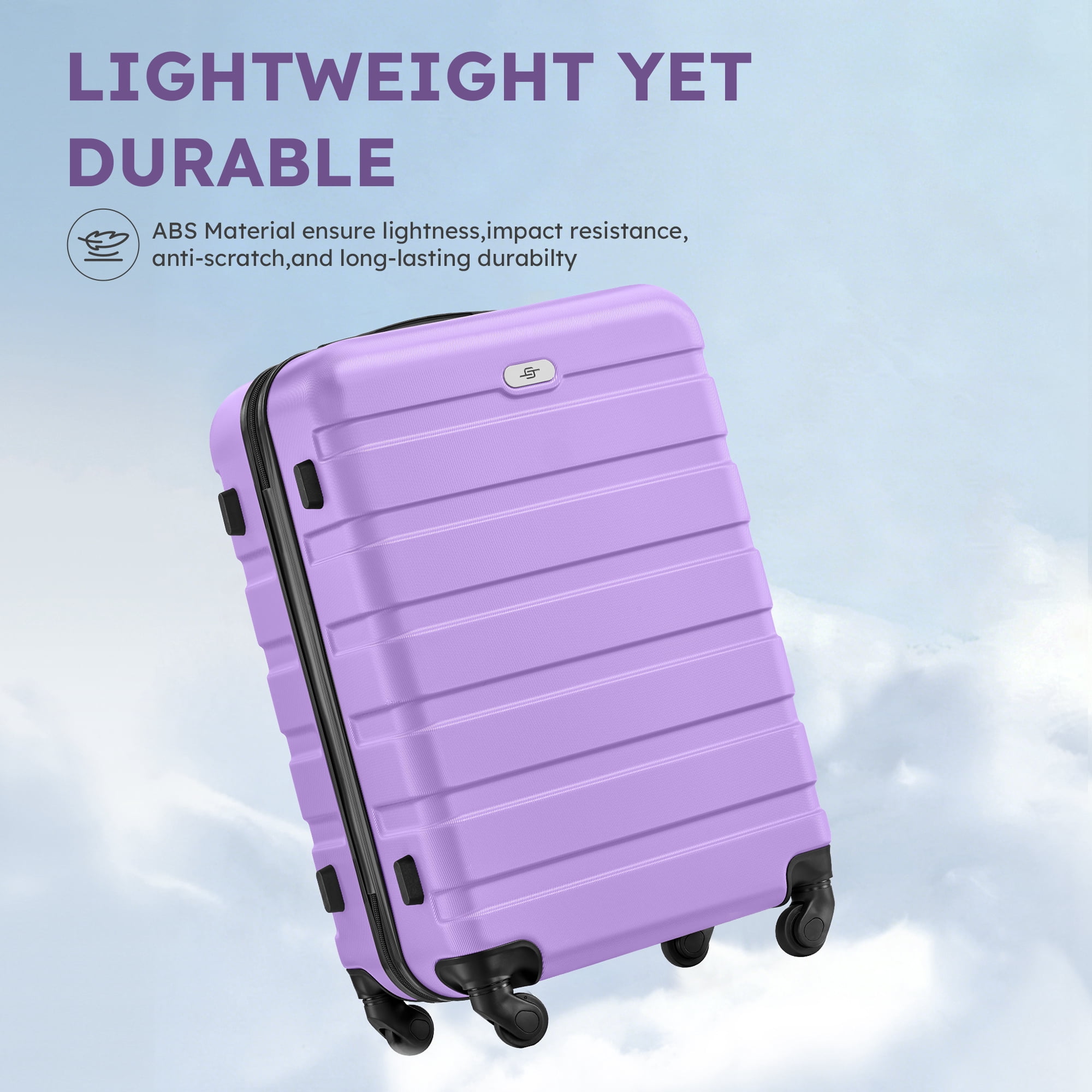 Gowill 6 Piece Luggage Sets,16/20/24/28 inch Hardside Lightweight ABS Suitcase With Expandable Duffle Bag (Purple)
