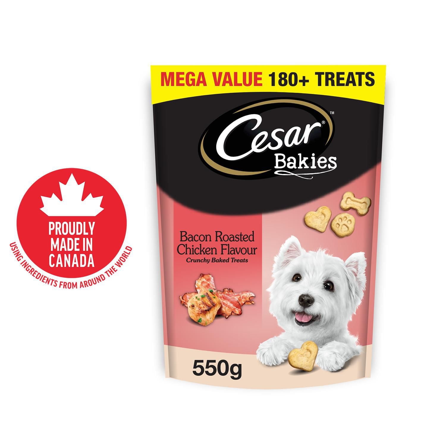 CESAR BAKIES Dog Treats, Small Adult Dogs, Bacon Roasted Chicken, 180 - 550g