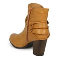 thumbnail image 3 of New Women Qupid Sake-49 Leatherette Strappy Chunky Heel Zip Riding Bootie Size, 3 of 5