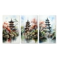 thumbnail image 2 of Designart "Asian Art peaceful Pagoda IV" Asian Wall Art Set Of 3 - Coral Asian Art Canvas Set For Living Room Decor, 2 of 7