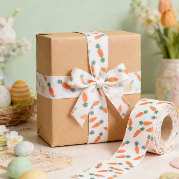 Easter Egg Bunny Carrot Decorative Ribbon Gift Box Packaging Ribbon Holiday Party Supplies