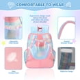 thumbnail image 4 of DAKIMOE School Backpack Book Bags Primary Middle School Bags for Kids Girls Teens Back to School Large Bookbags with Multi Pocket for 7-14 Years Pink, 4 of 6
