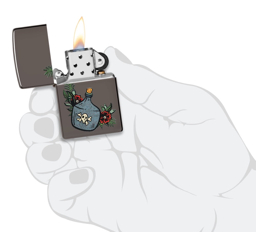 Zippo Moonshine Jug Design Black Ice Pocket Lighter