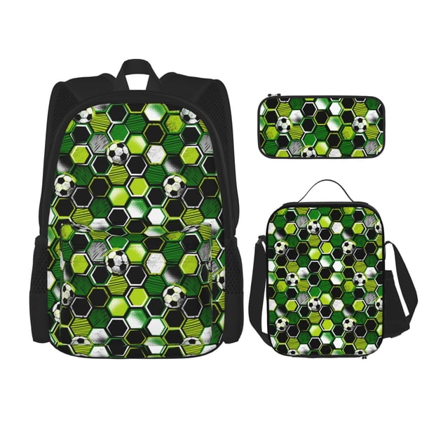 Balery Soccer1 Mochila Escolar 3 en 1 para Niños - Mochila Resistente con Lonchera Térmica y Estuche - Mochila Escolar para Niños y Niñas