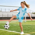 thumbnail image 6 of Amidoa Girls 2 Piece Outfits Summer Clothes Short Sleeve Cute T-Shirt and Casual Shorts Kids Clothing Sets Light Blue Size 2T, 6 of 7