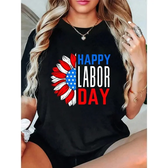 Happy Labor Day! Unisex T-Shirts, 100% Cotton, Breathable And Comfortable, Short Sleeves, Crew Neck, Suitable For All Seasons.