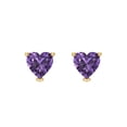 thumbnail image 3 of 1 Ct Heart Cut Studs Purple Alexandrite 18K Yellow Solid Solid Gold Everyday Dainty Earrings Screw Back, 3 of 7