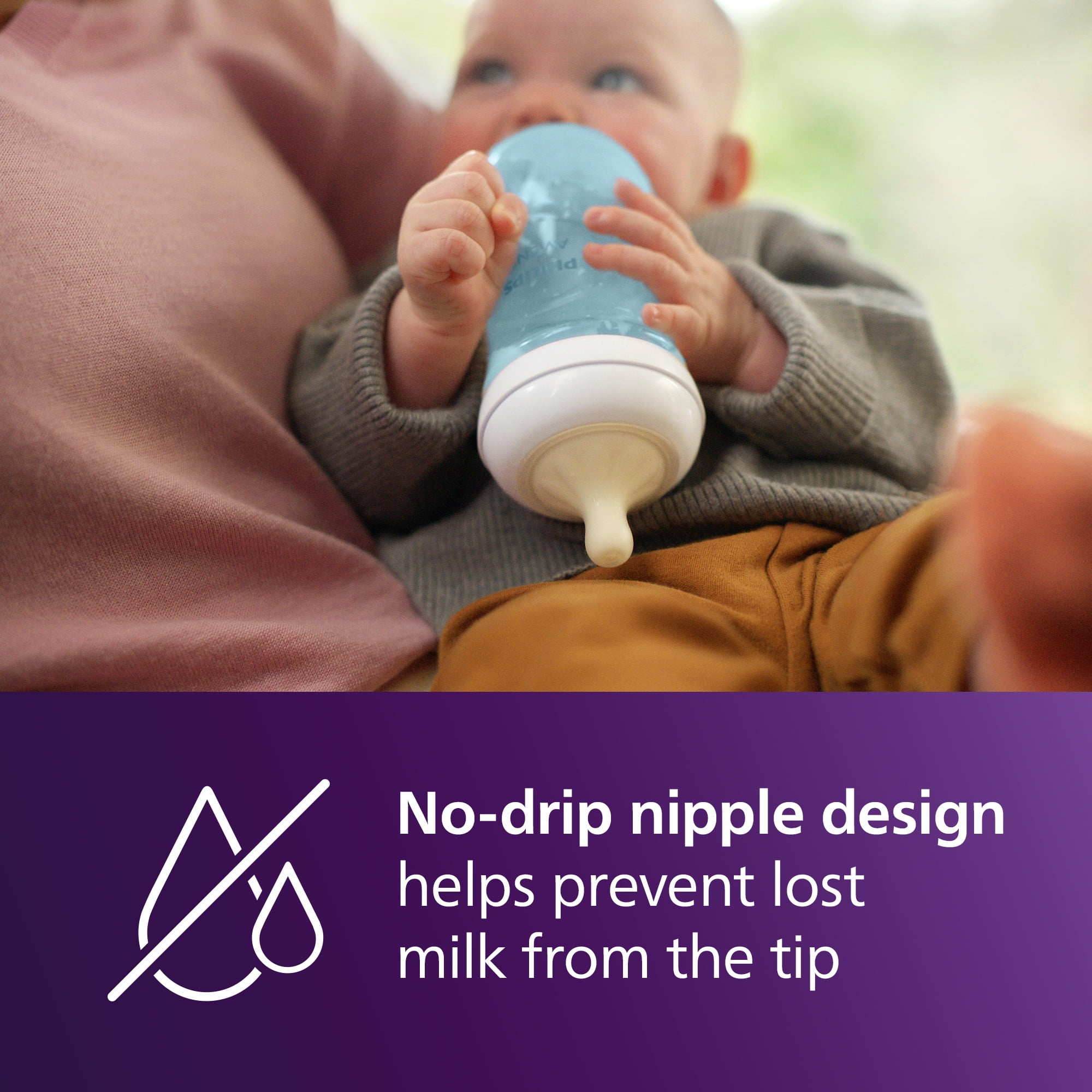 Philips Avent Natural Baby Bottles with Natural Response Nipples (Medium Flow, Flow 3), 9oz, Blue, 3-Pack, SCY903/23