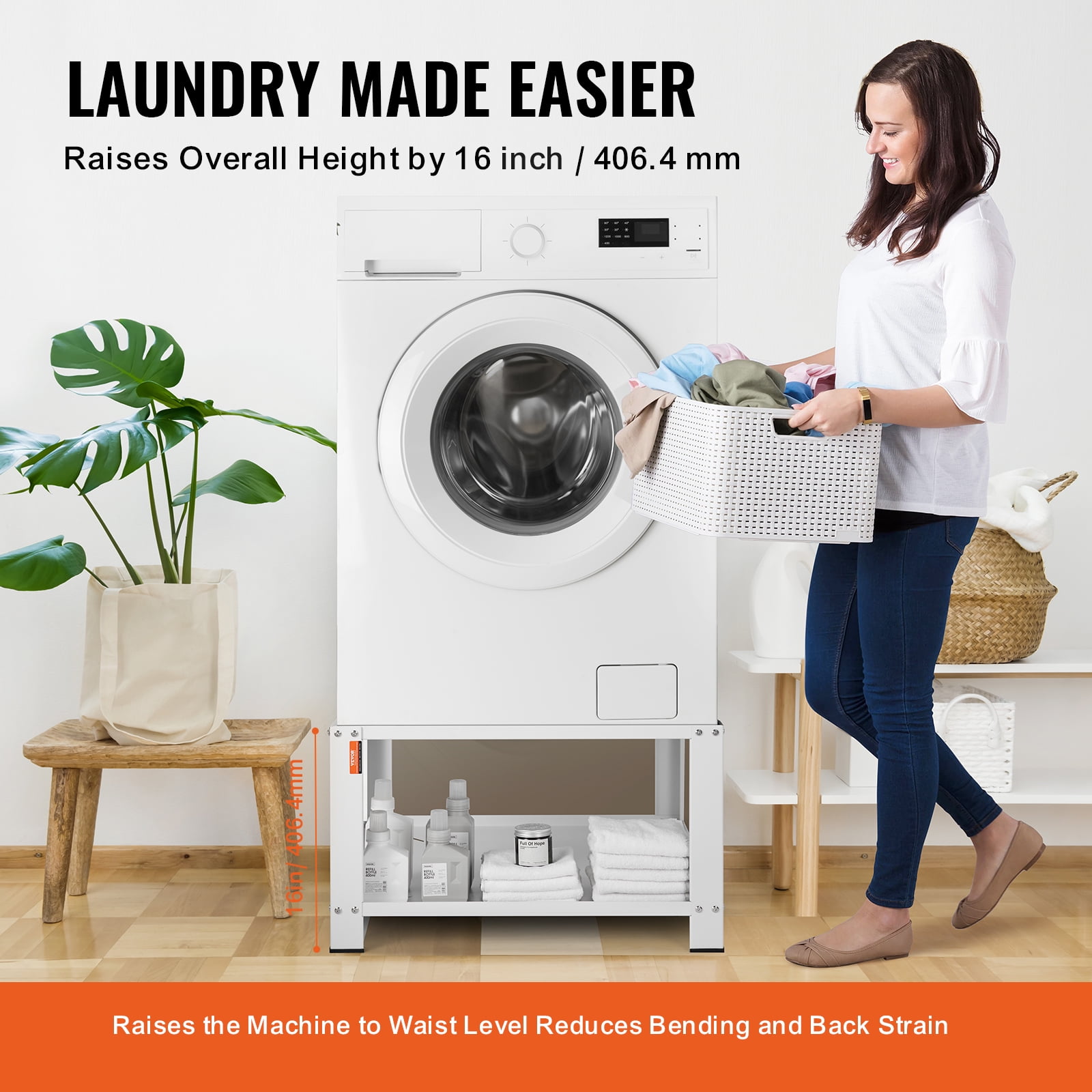 VEVOR Laundry Pedestal with Storage Shelf, 28"Lx28" Wx16" H, Washer And Dryer Base Stand Platform Universal Fit 660lbs Capacity, Heavy Duty Steel Multi-Functional Base for Washing Machine