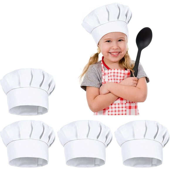 4 PCS Réglable Enfants Chapeau Chef Toques Cuisson Boulanger Chef Casquette pour les 2-5 Ans