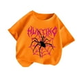 thumbnail image 2 of Spazoro Little & Big Girls Boys T-Shirts Tees, Short Sleeve Graphic Casual Crew Neck Breathable Summer Tops for Kids Unisex Orange Size 10 T, 2 of 3