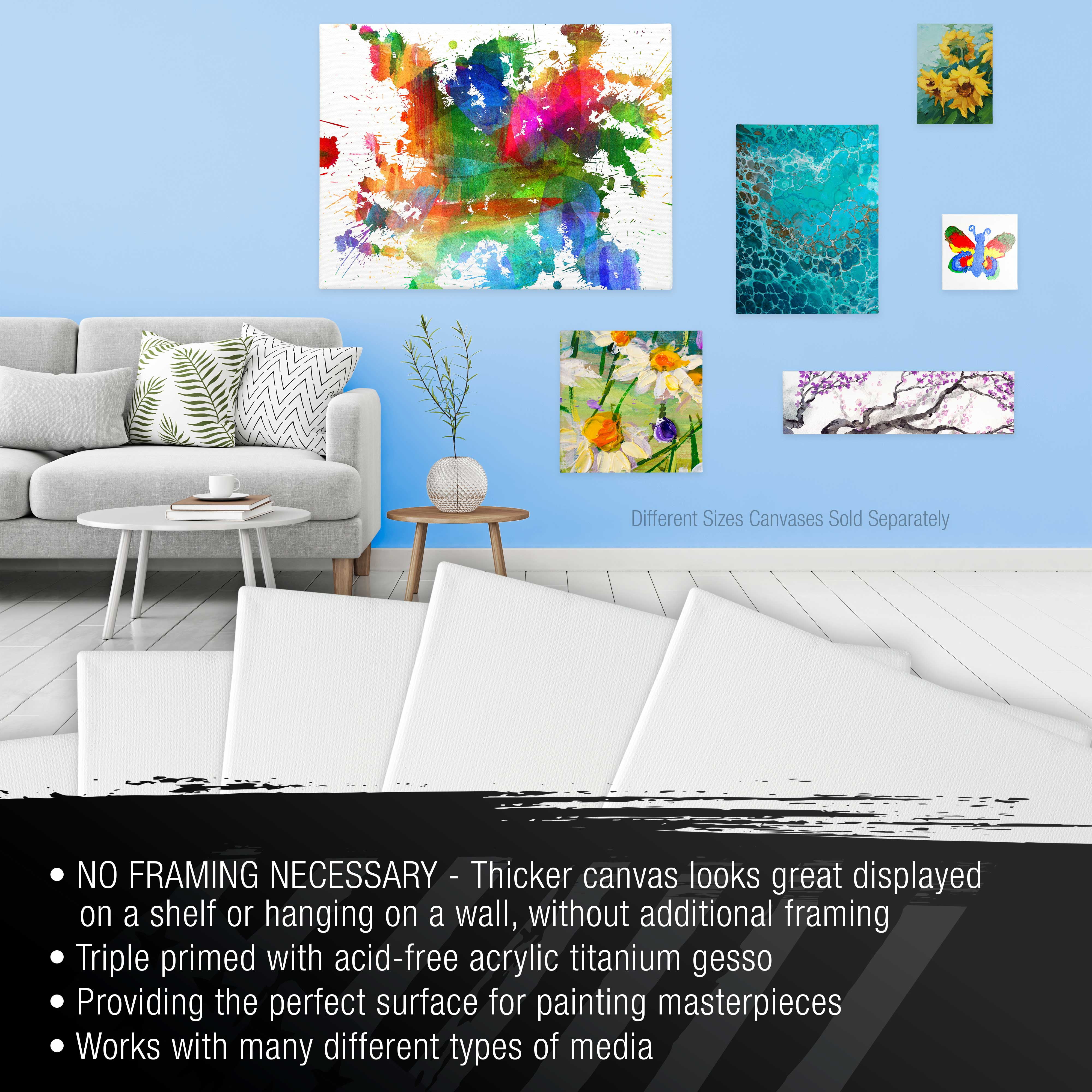 U.S. Art Supply 24 x 60 inch Gallery Depth 1-1/2" Profile Stretched Canvas, 2-Pack - 12-Ounce Acrylic Gesso Triple Primed, - Professional Artist Quality, 100% Cotton