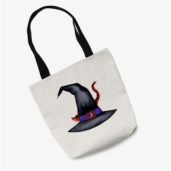 Trick or Treat Cat Behind the Hat Halloween Tote Bag
