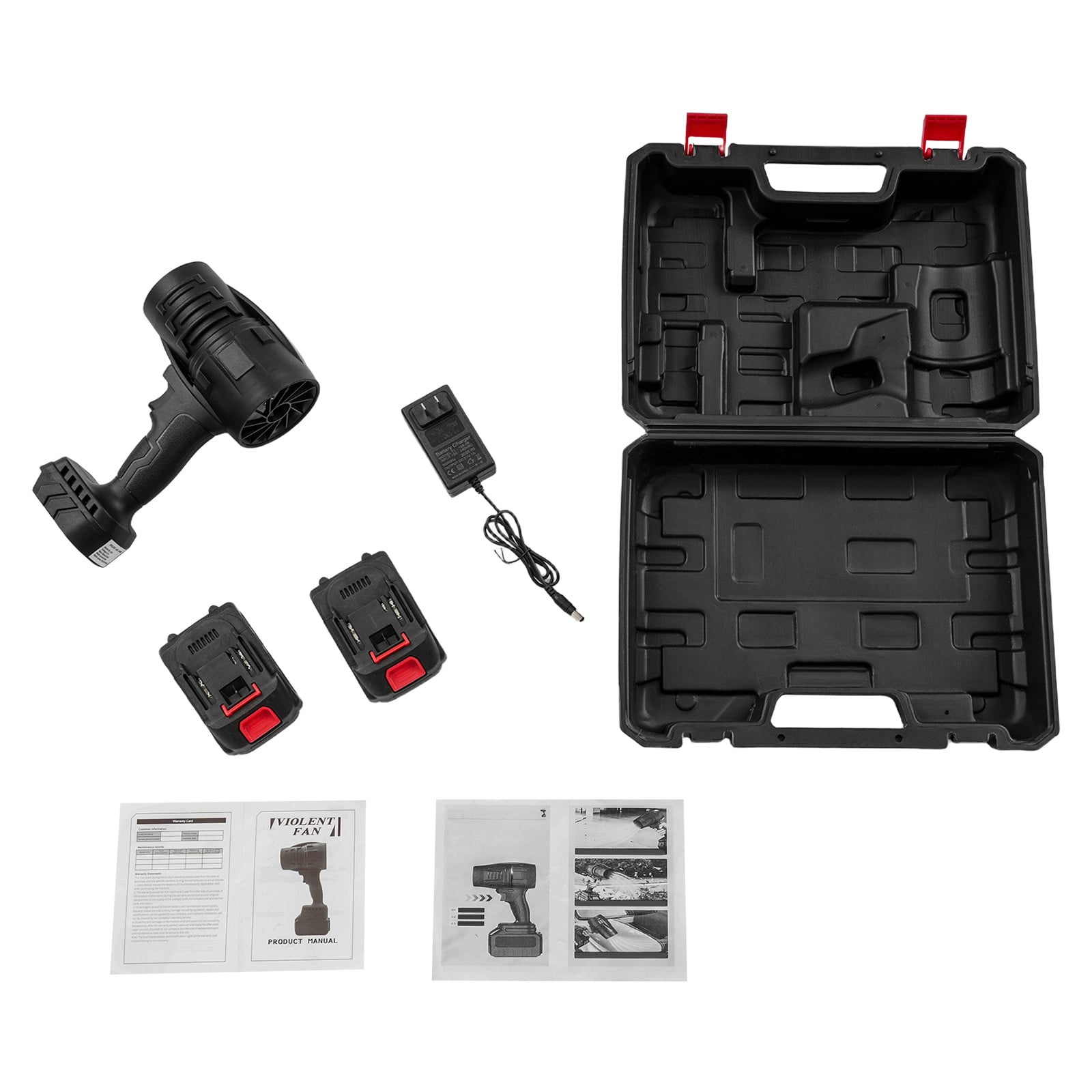 TFCFL 550W Black Leaf Blower Adjustable Compact Leaf Blower with Batteries and Charger PP Handheld Cordless Leaf Blower