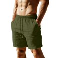thumbnail image 2 of Yaoyar Mens Cotton Linen Shorts Casual Drawstring 7inch Inseam Shorts Summer Beach Wear, 2 of 5
