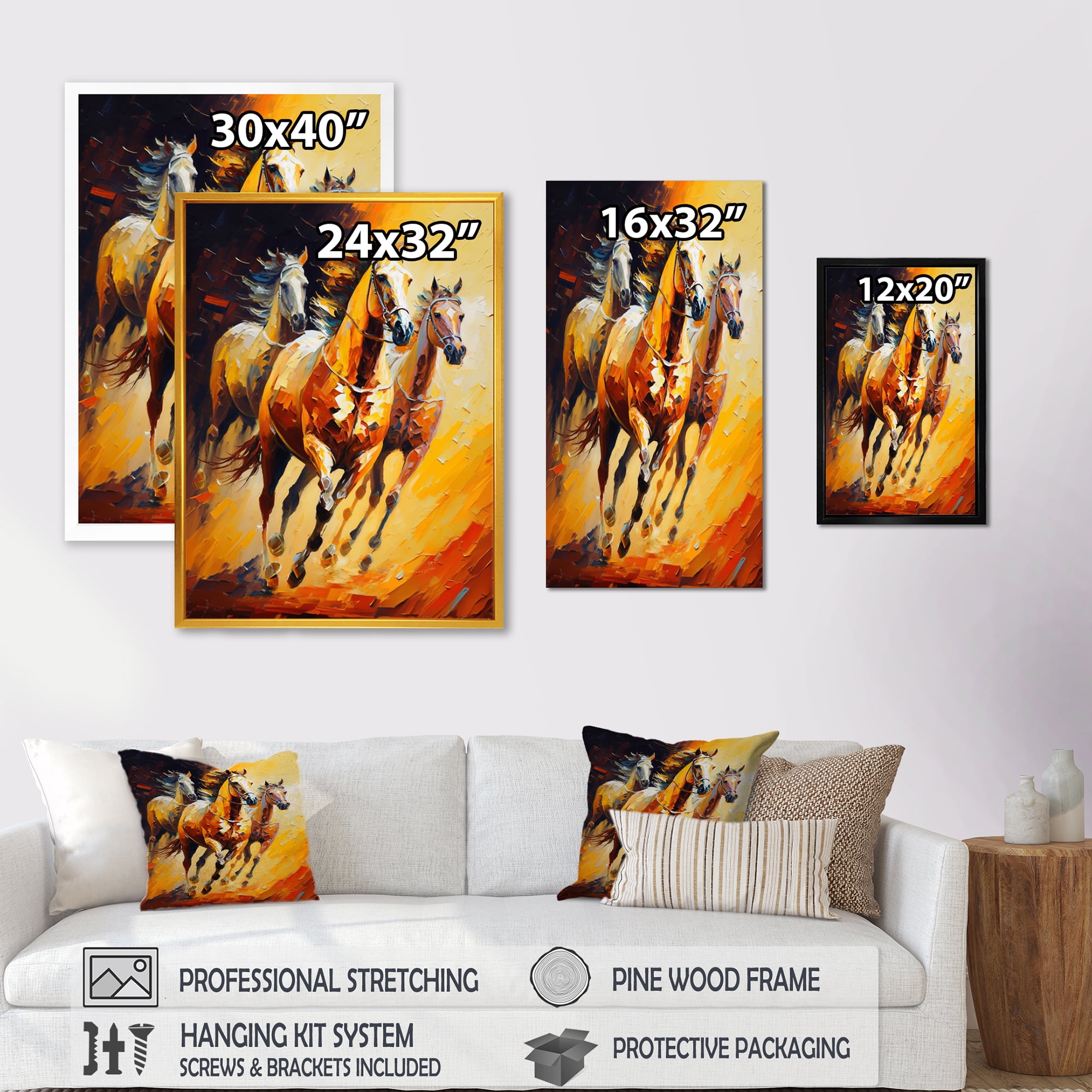 Designart Two Horses Running IV Canvas Wall Art