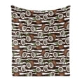 thumbnail image 1 of Tropical Soft Flannel Fleece Blanket, Coconut Palm Tree Exotic Climates Beach Ocean Island Jungle Rainforest, Cozy Plush for Indoor and Outdoor Use, 70" x 90", Dark Brown Green White, by Ambesonne, 1 of 6