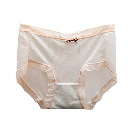 JDEFEG Women s Panties Comfy Traceless Feel Ultra Thin Transparent Silk Smooth Underwear for Women Breathable Pure Cotton Mid Waist Transparent Triangle Pants White Size Xl