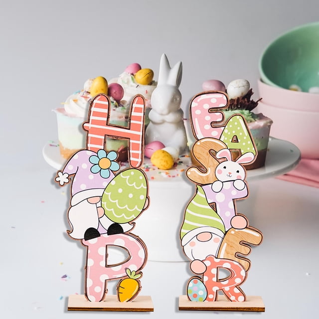 Decoraciones de Pascua perfecl de madera letrero de mesa 2 uds 18 cm x 7 cm