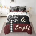 thumbnail image 2 of Manfei Buffalo Bowknot Twin Bedding Sets 7-Piece for Girls, Winter Snowflake Print Bedding Comforter Set, Merry Christmas Reversible Sheet Sets, Breathable Home Decor, 2 of 7