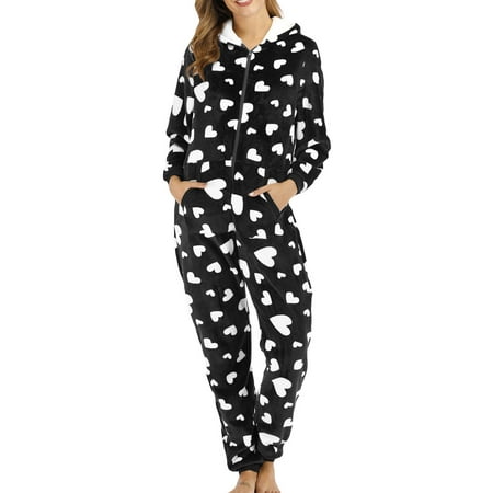 

Mrat One-Piece Pajamas Long Sleeve Ladies Pajamas Set Ladies Winter Slim Fit Plush One-Piece Jumpsuit Comfortable Pajamas For Ladies Long-Sleeve Pajama Set