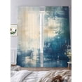 thumbnail image 3 of Abstract Oil Painting Theme Sheer Curtains for Living Room Bedroom, Light-filtering Sheer Curtain, Beige Blue Graffiti Art Rod Pocket Voile Window Treatment Drapes, 52’’Wx96’’L, 2 Panels Set, 3 of 7