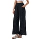 thumbnail image 4 of Pantalones de pierna ancha para mujer, con cintura alta elástica, pantalones palazzo informales, talla XL, color negro, 4 of 6