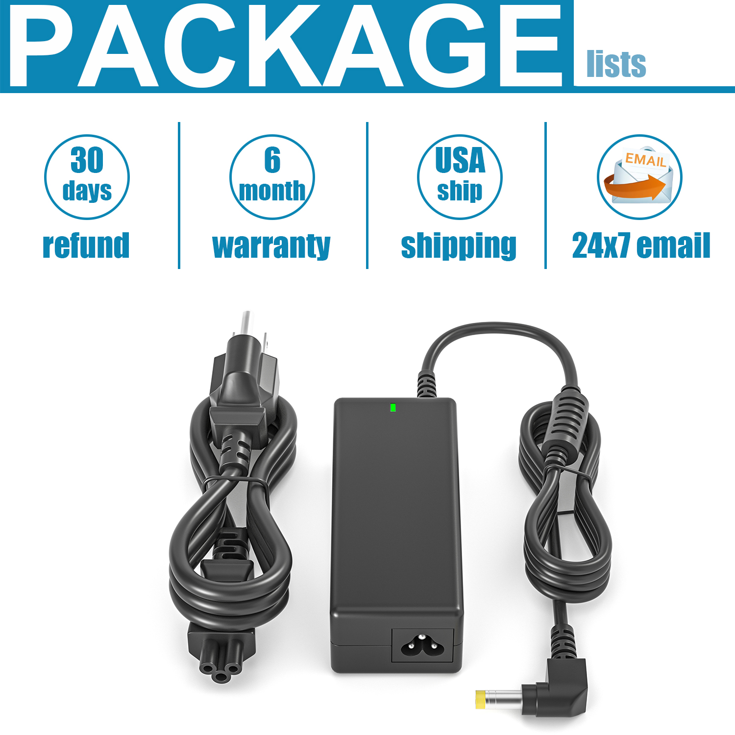19V Power Cord for HP Pavilion 22bw 22cwa 23bw 23cw 23er 23es 23xw 25er 25es 27bw 27es 27er 27xi 27xw IPS LED Backlit Monitor20 21.5 23 23.8 25 27 Inches