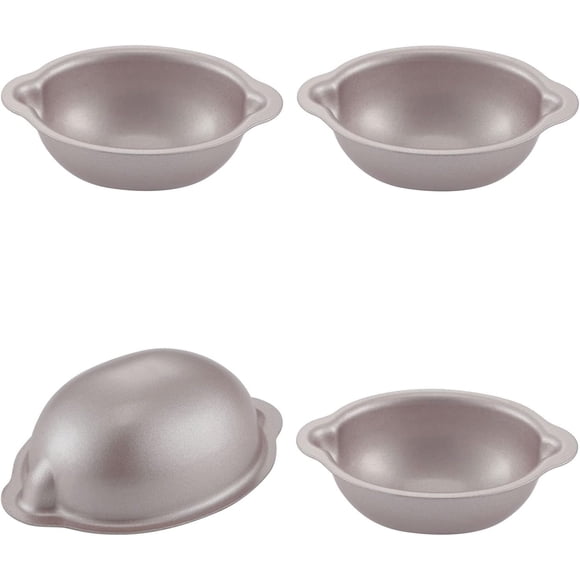 CHEFMADE Mini Cake Pan Set, 3.5-Inch 4Pcs Non-Stick Lemon-Shaped Cake Bakeware for Oven and Instant Pot Baking (Champagne Gold)