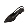 thumbnail image 2 of Xdegoge Slingback Heels for Women Closed Toe Pointed Pumps Plaid Pattern Metallic Hardware Accent Kitten Heels Dressy Party Shoes, 2 of 9