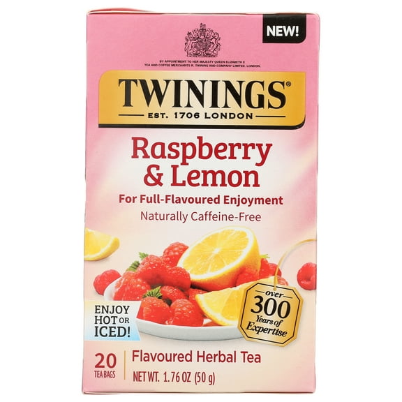 Pack of 6, Twining Tea Raspberry & Lemon Herbal Tea, 20 bg - 1.76 oz