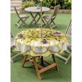 thumbnail image 3 of Outdoor Tablecloth with Umbrella Hole and Zipper, Eucalyptus Yellow Round Table Cloth 60 Inch Waterproof Tablecloth, Vintage Bottle Succulents Flower Stripe Picnic Table Cover for Patio Camping, 3 of 7
