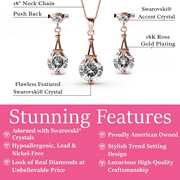 Cate & Chloe Isla 18k Rose Gold Plated Eiffel Tower Jewelry Set with Swarovski Crystals for Women