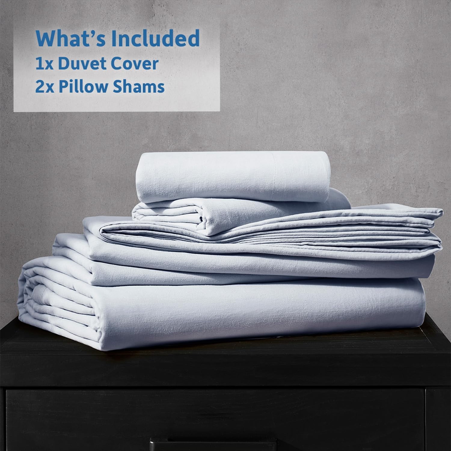 LammaLoe Duvet Cover Ful Size, Soft Prewashed 3-Piece Duvet Cover Bedding Set with Pillow Shams, Ice Blue