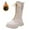 Y01-White, variant on Girl's Mid Calf Combat Boots Lace-up Elastic Platform Boot with Side Zipper