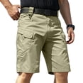 thumbnail image 2 of Men's Quick-drying Cargo Shorts with Multiple Pockets and Adjustable Waistband Featuring Tactical Design for Hiking Trails Outdoor Adventures Game Days Khaki M, 2 of 7